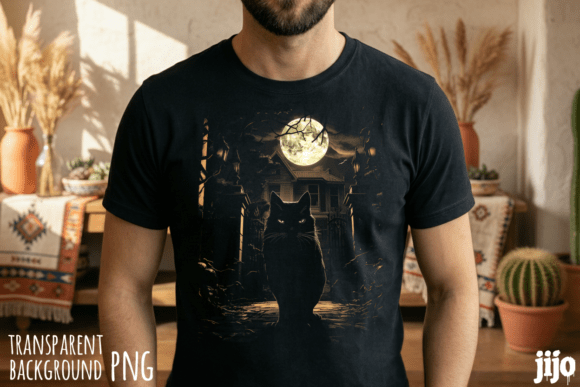 Download Cat Halloween Moon Haunted PNG - Haunted png Collection