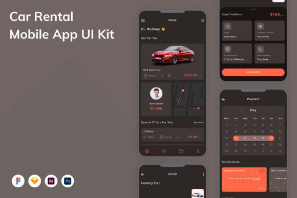 Download Car Rental Mobile App UI Kit - Premium Resources