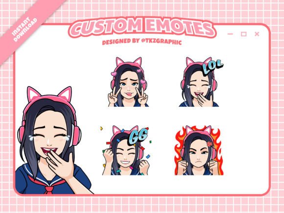 Download 4x Gamer Girl - Custom Twitch Emotes - Gamer Collection