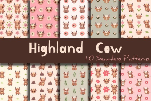 Download Highland Cow Seamless Patterns - Premium Resources