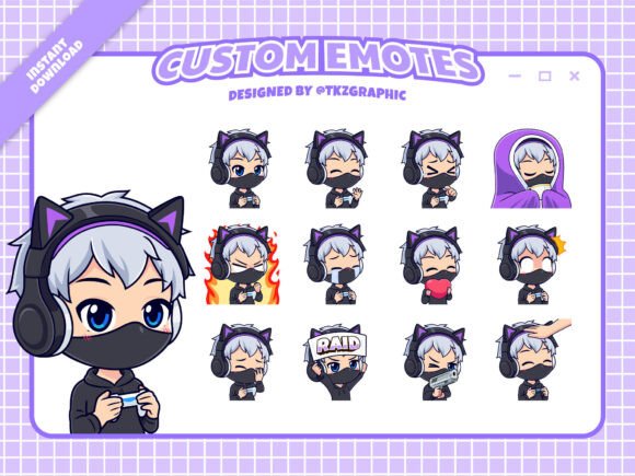 Download 12x Chibi Ninja Gamer - Custom Emotes - Gamer Collection