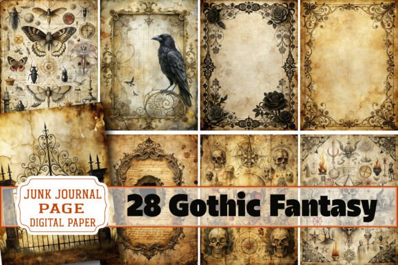 Download Gothic Fantasy Junk Journal Pages - Gothic fantasy Collection