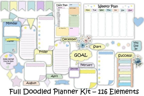 Download Full Planner Kit PNGs 116 Elements - Premium Bundle